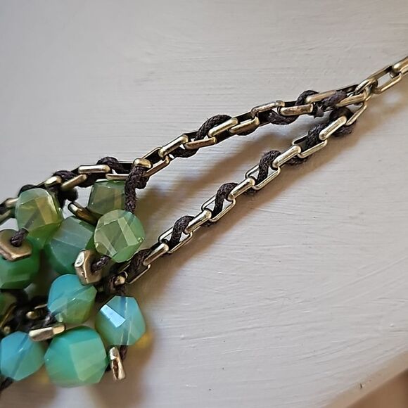 Kenneth Cole Double Strand Green Cut Glass Cluster Bead Necklace - Gold - Picture 5 of 10